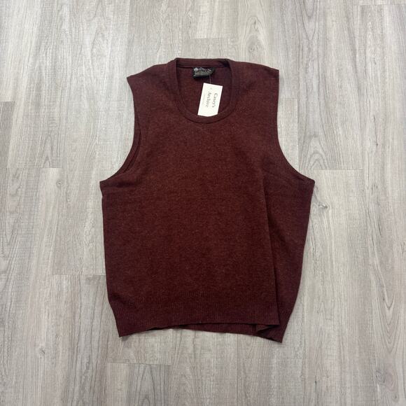 Vintage Puritan Sweater Vest Men's Large Brown 100% Lambswool Sleeveless Preppy - Picture 1 of 5